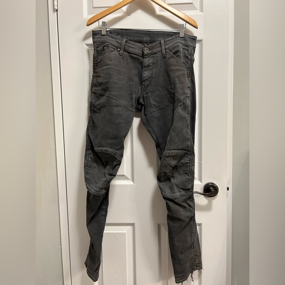 G-star 3D skinny mens gray distressed jeans 33x32